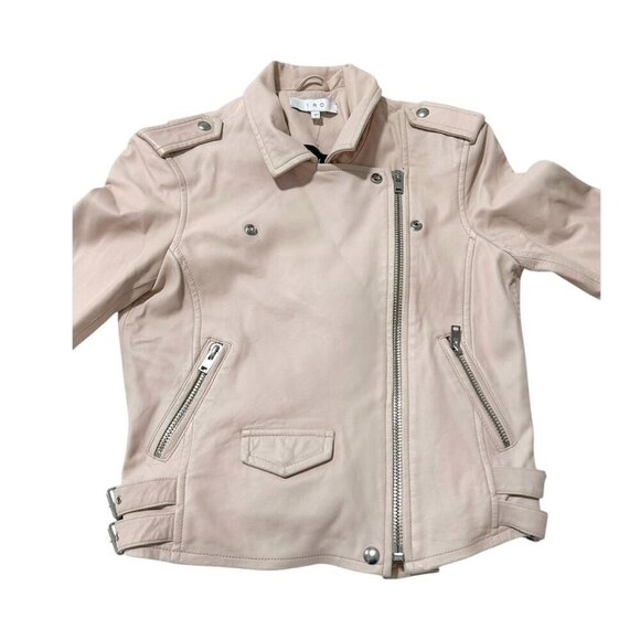 IRO Ashville cropped washed-leather biker jacket, Nude - Picture 9 of 16